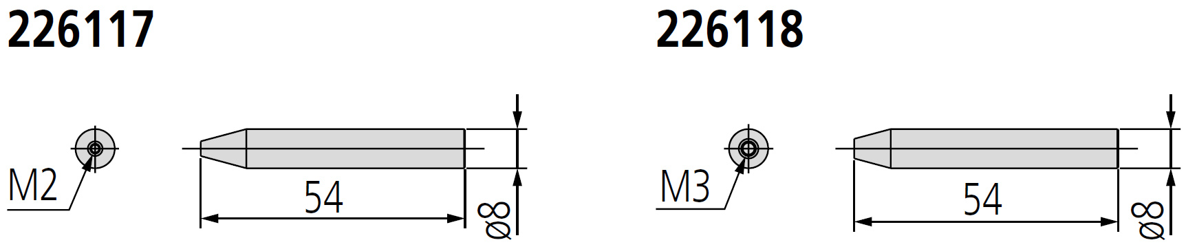 Mitutoyo CMM Stylus Adapters - Choice of M2 or M3 Threads dimensions.