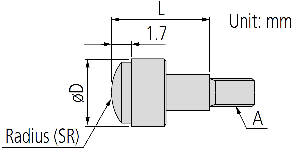 Mitutoyo Contact Element Spherical, Carbide, Metric dimensions.