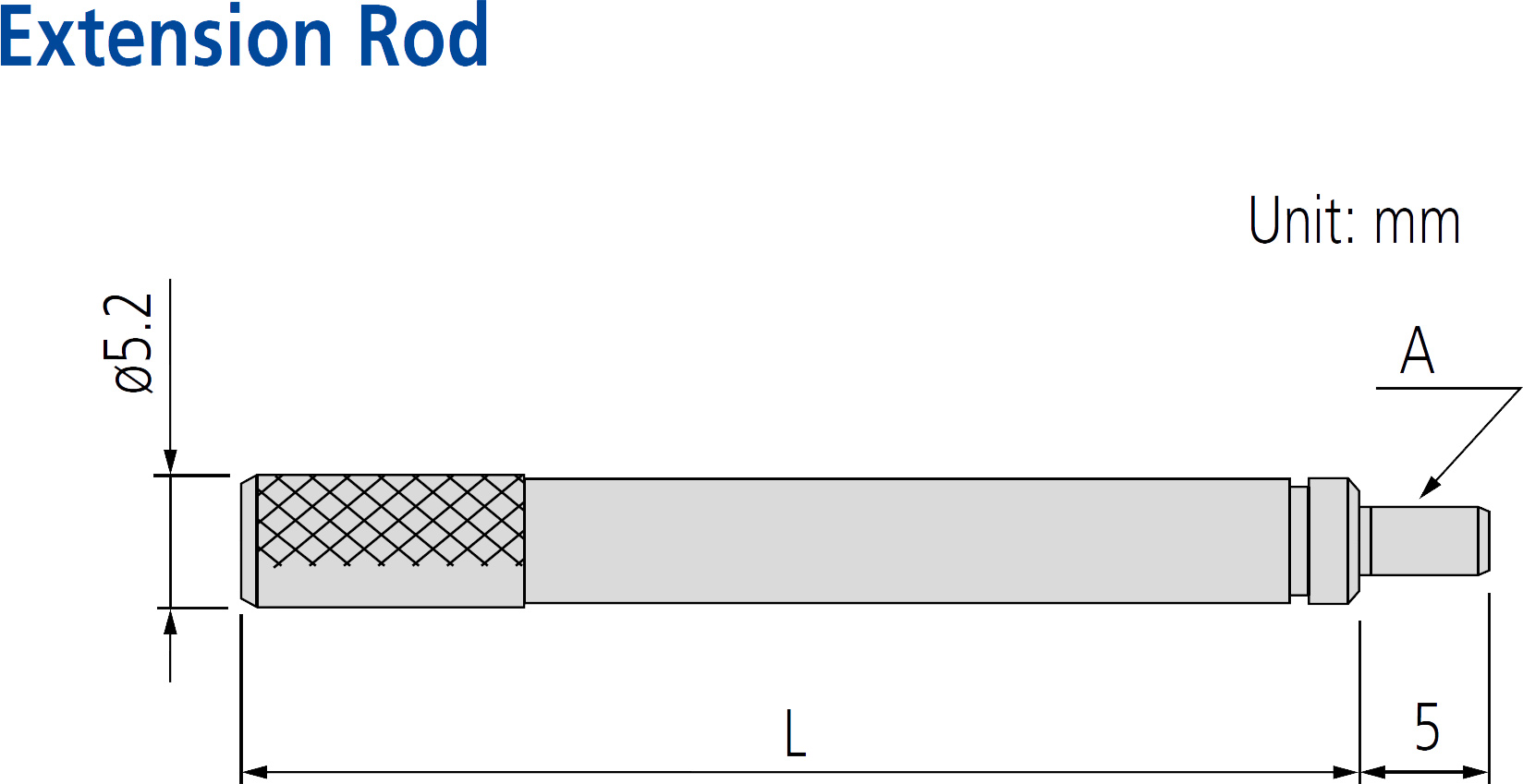 Mitutoyo Extension Rod dimensions.