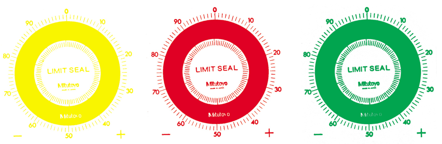 Mitutoyo Limit Stickers Set for Series 2 Dial Indicators (10 pcs) - Red, Yellow, or Green.