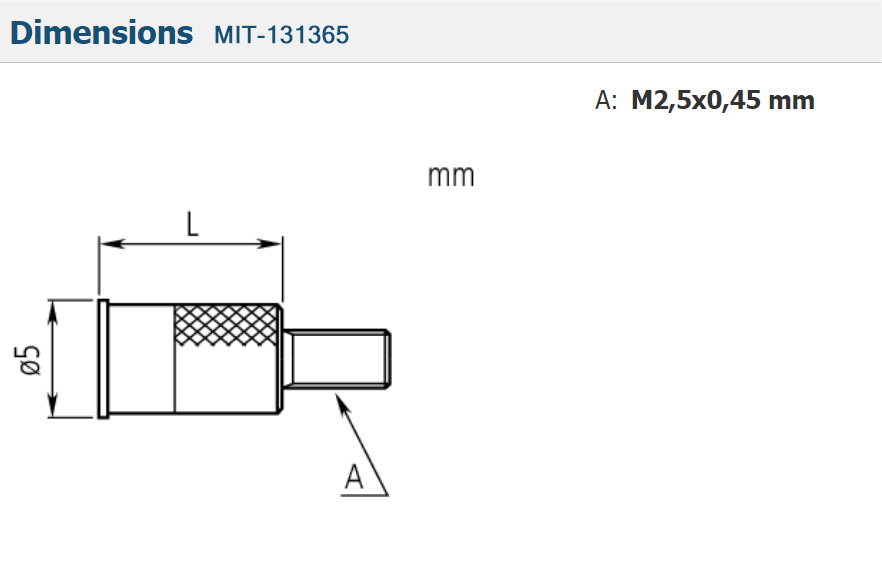 Mitutoyo MIT-131365 Dimensions