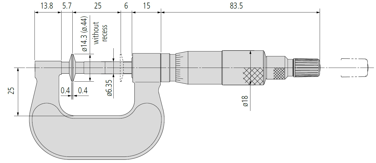 Mitutoyo 169 paper thickness micrometer dimensions