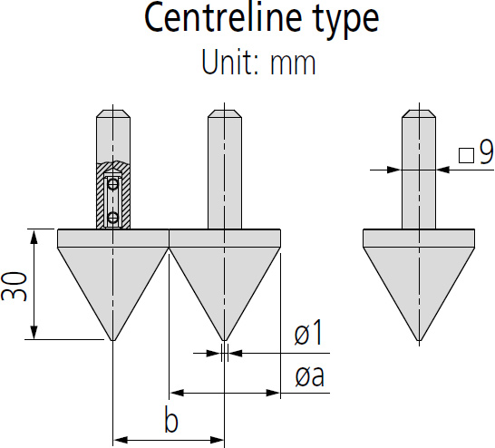 Mitutoyo Series 552 Interchangeable Jaws centreline type dimensions