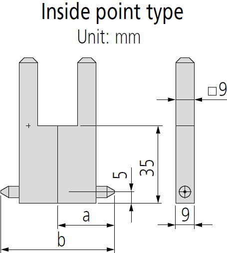 Mitutoyo Series 552 Interchangeable Jaws inside point type dimensionss