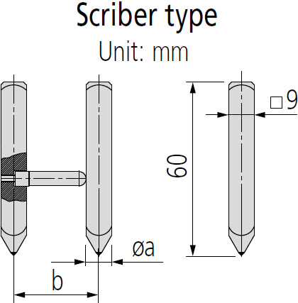 Mitutoyo Series 552 Interchangeable Jaws scriber type dimensions