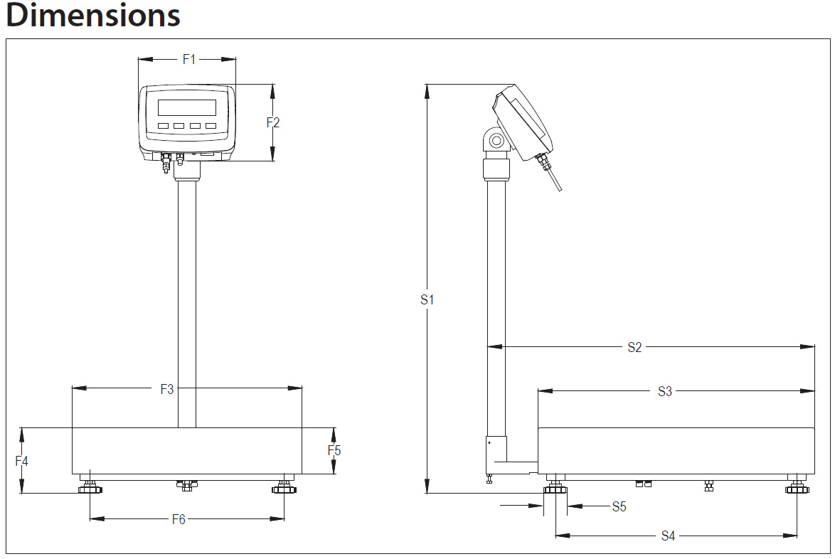 Ohaus Defender 2000 D24P Bench Scales dimensions.