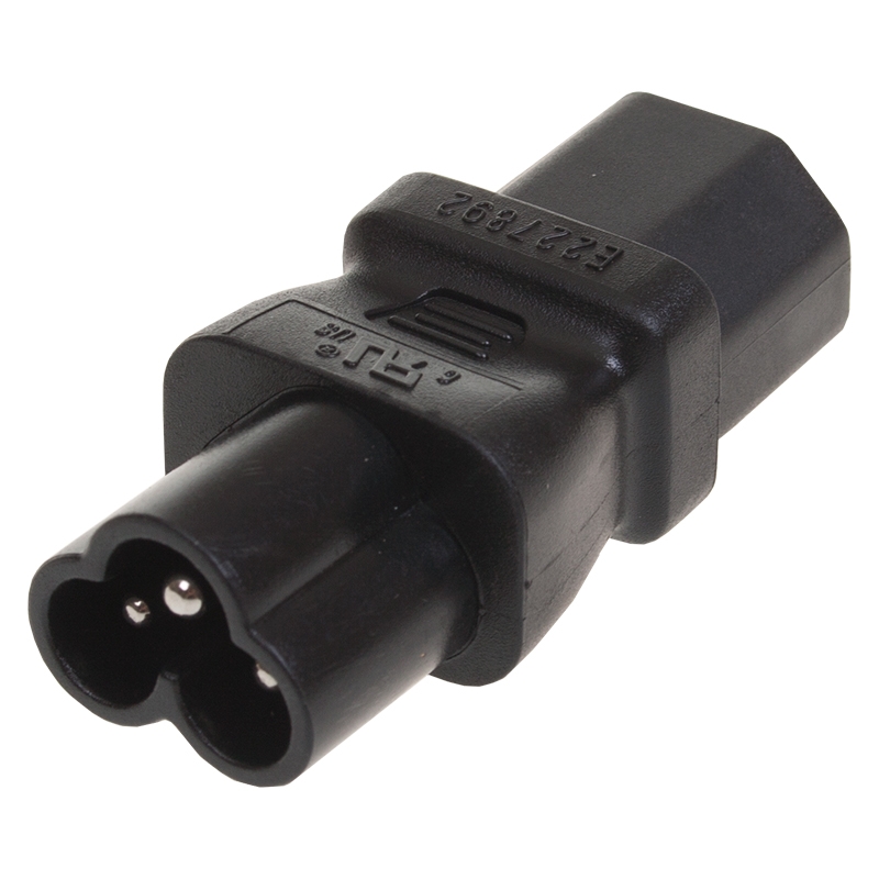 IEC (C13 Female) to Cloverleaf (C6 Male) PAT Adaptor