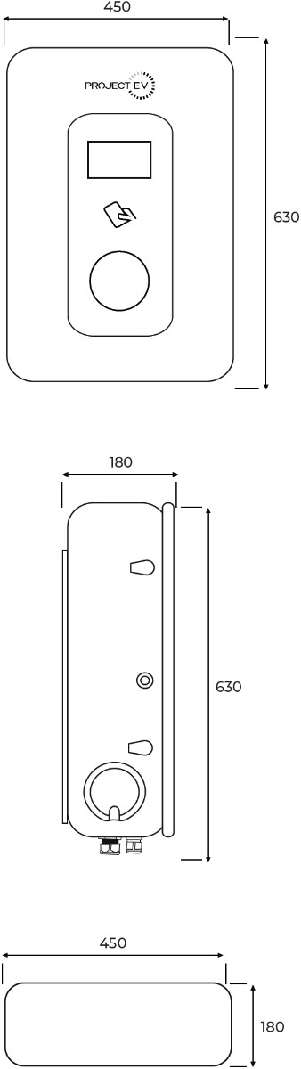 Project EV EVD20S-P dimensions.