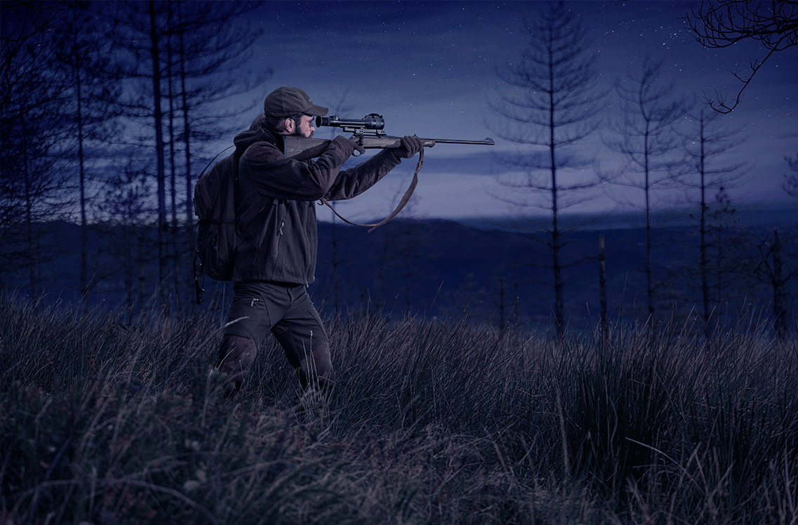 Pulsar Talion XQ35 Pro Riflescope used during a hunt at night.