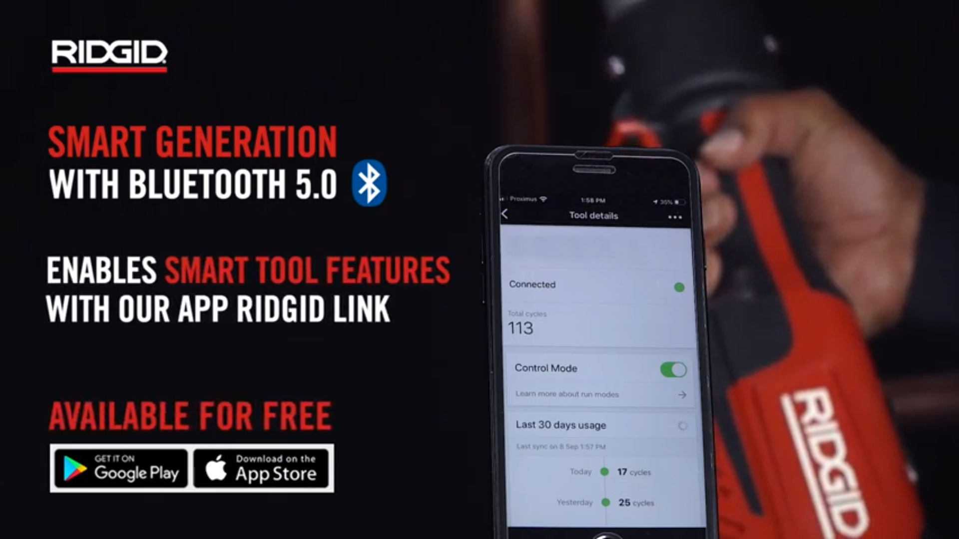 The RIDGID link app.