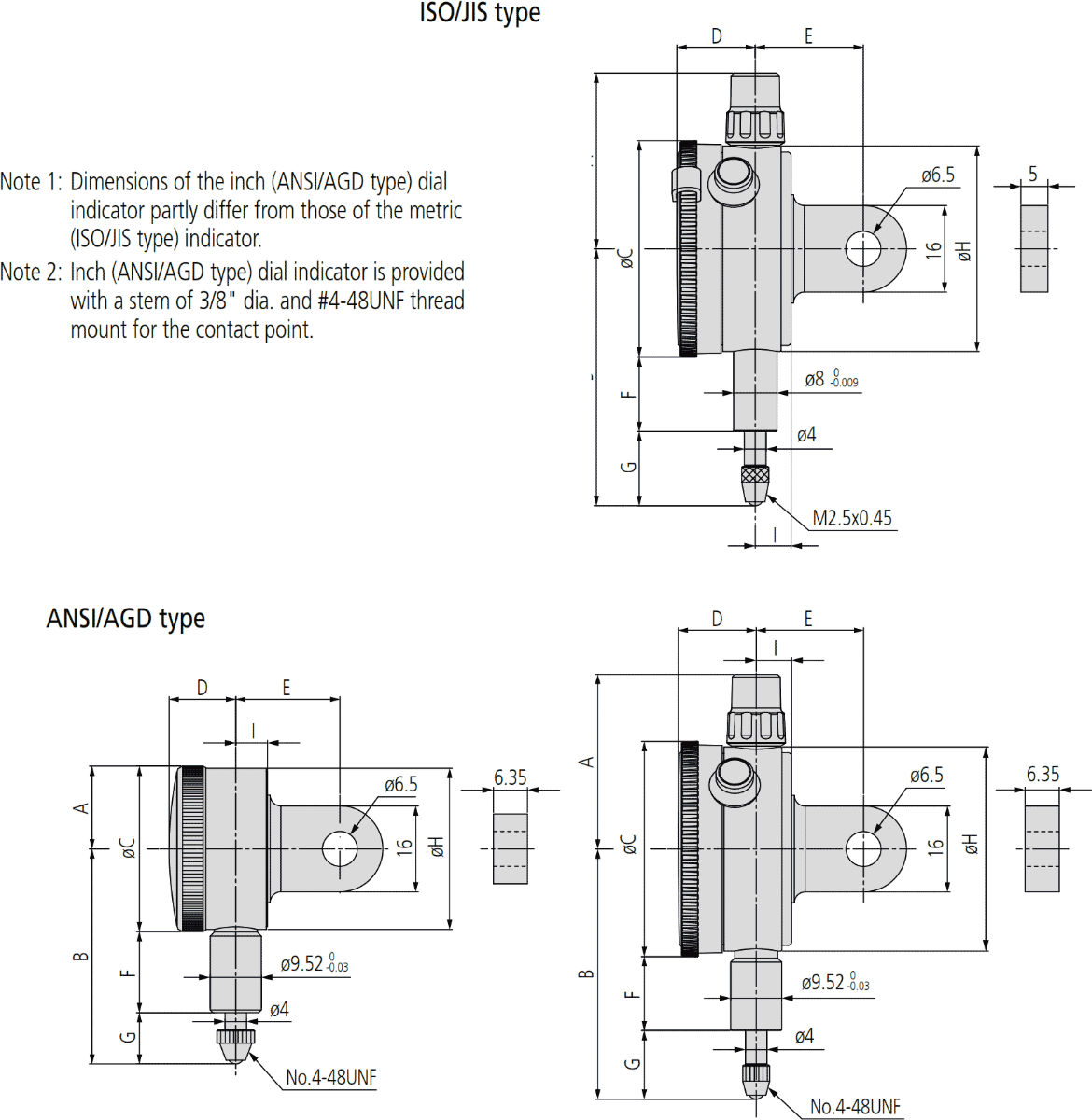 Mitutoyo Series 1 Compact Dial Indicator Dimensions