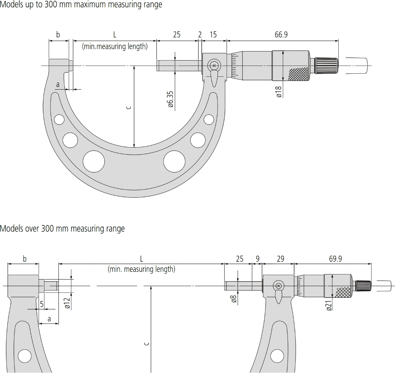 Mitutoyo Series 103 Dimensions