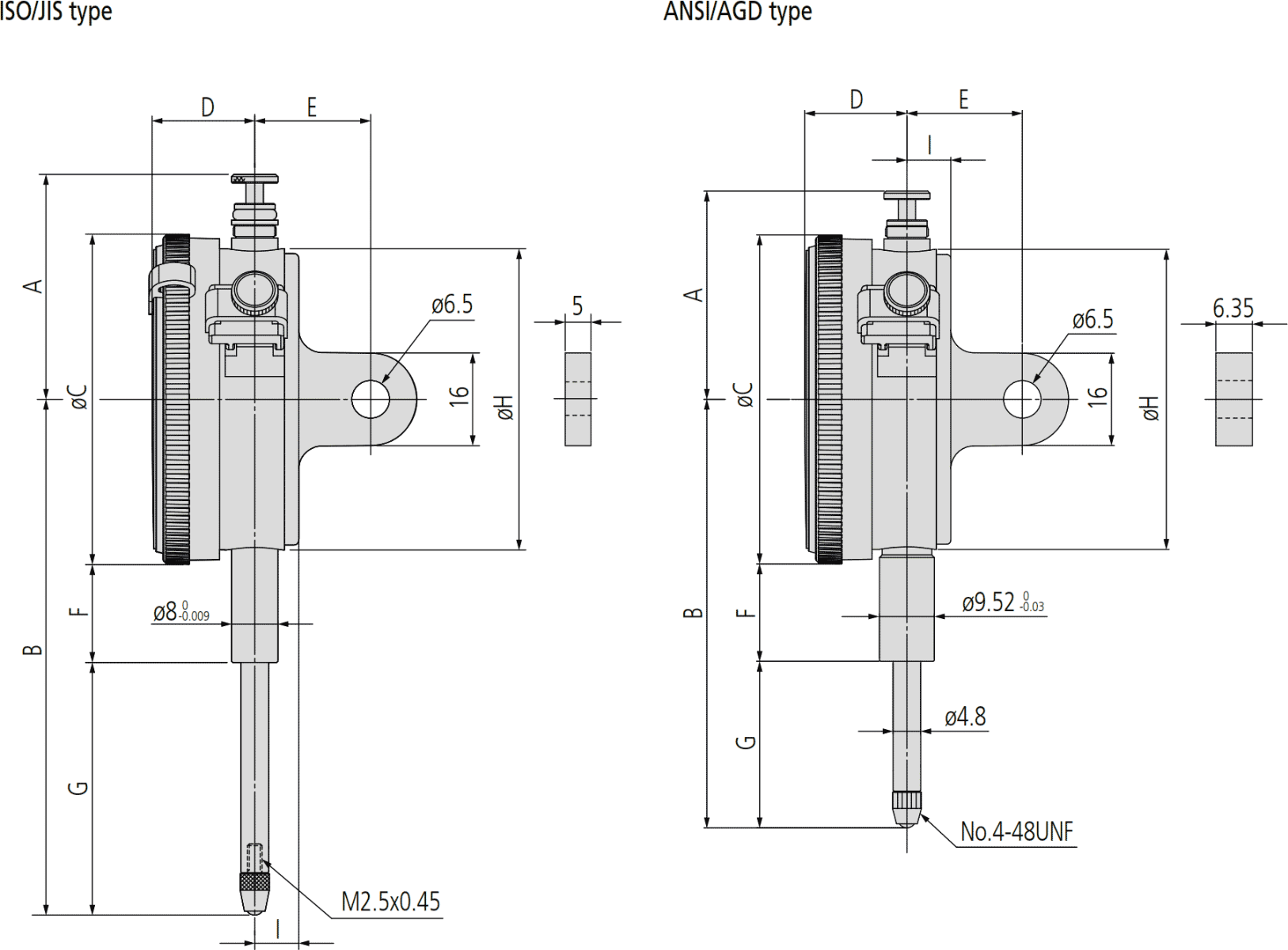 Mitutoyo Series 2 Long Stroke Dimensions