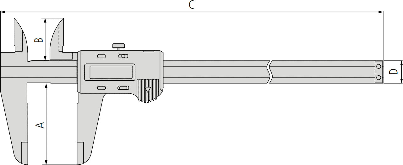 Mitutoyo Series 500 Absolute Digital Long Beam Caliper Dimensions