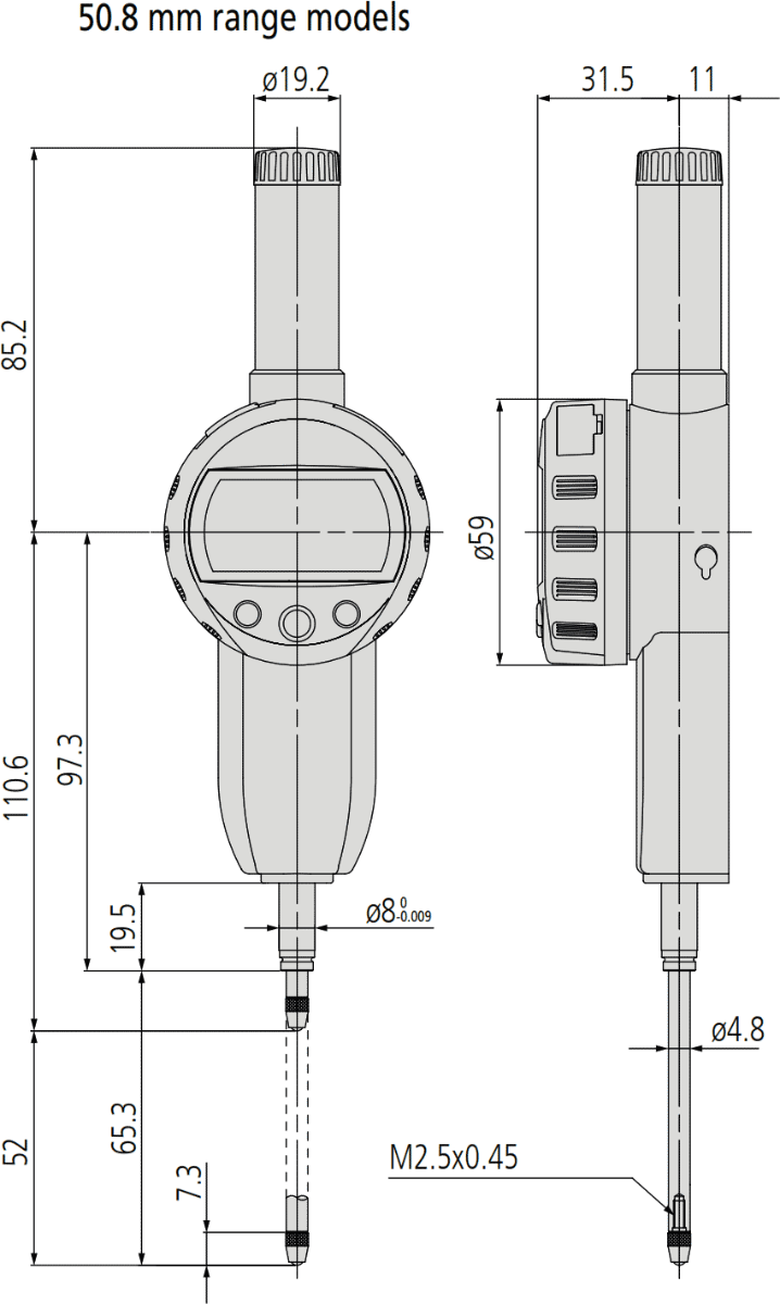 Mitutoyo 543 50.8mm Dimensions