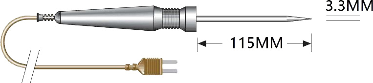 TM Electronics CAP Colour Coded Needle Probe dimensions.