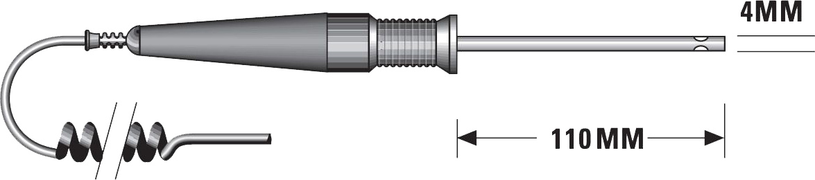 TM Electronics PRTA04 PT100 Still Air Probe dimensions.