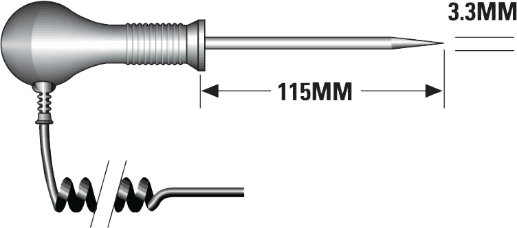 TM Electronics PTCP05 Thermistor Needle Probe dimensions.