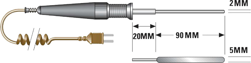 TM Electronics TA12 Extended General Purpose Probe dimensions.