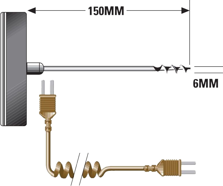 TM Electronics TP01 T Type Corkscrew Probe dimensions.