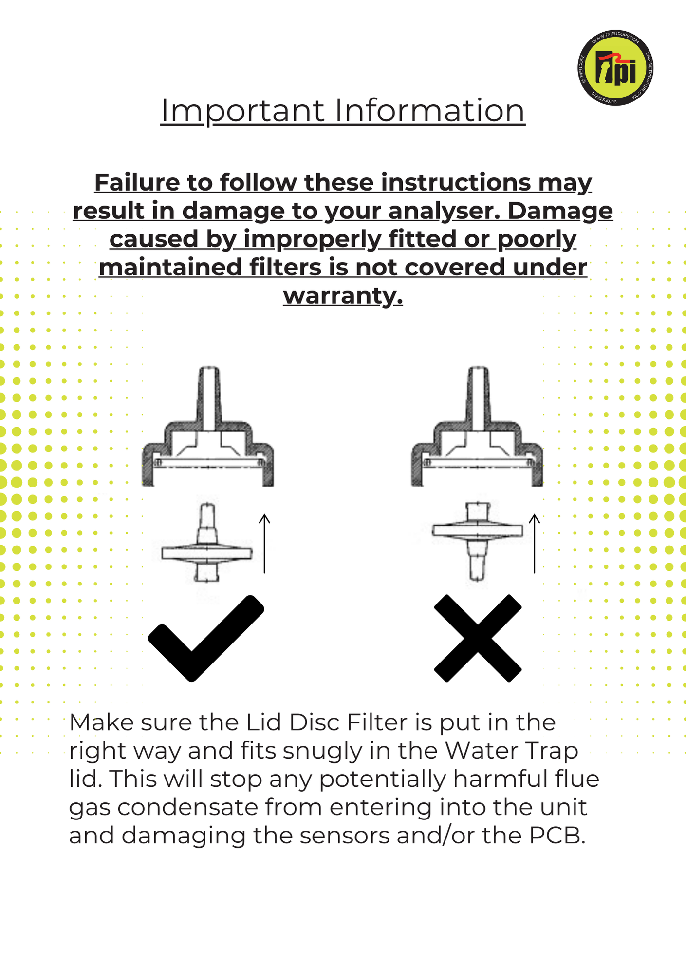 TPI - Fitting Filters - Important Information Page 1