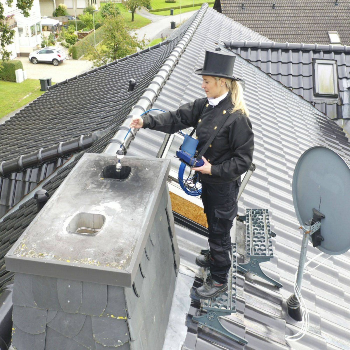 Wöhler WO12342 VIS 500 Inspection Camera INT being used on a roof vent.